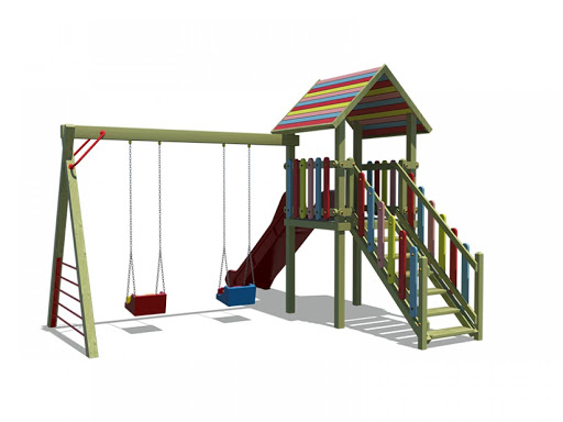 Renkli Ahşap Çocuk Oyun Parkı AKA0703